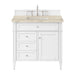 Brittany 36" Single Vanity in Bright White, w/ 3 CM Tajnar Eclos Top