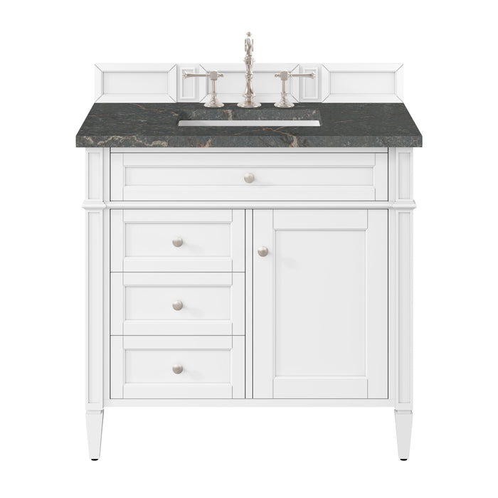Brittany 36" Single Vanity, Bright White w/ 3 CM Parisien Bleu Silestone Top