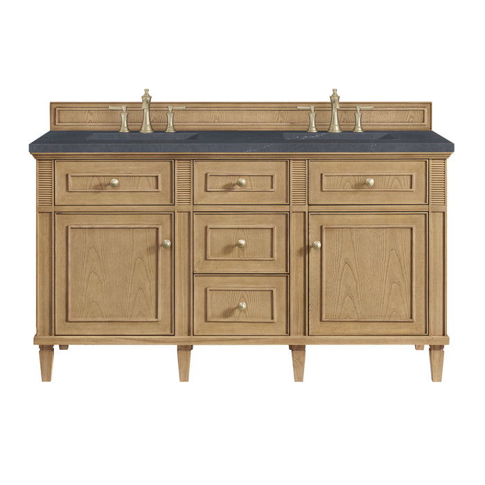 Lorelai 60" Double Vanity, Bright White, w/ 3 CM Siberian Silestone Top