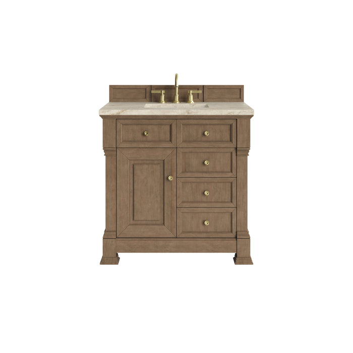 Brookfield 36" Single Vanity, Pecan, w/ 3 CM Tajnar Eclos Top