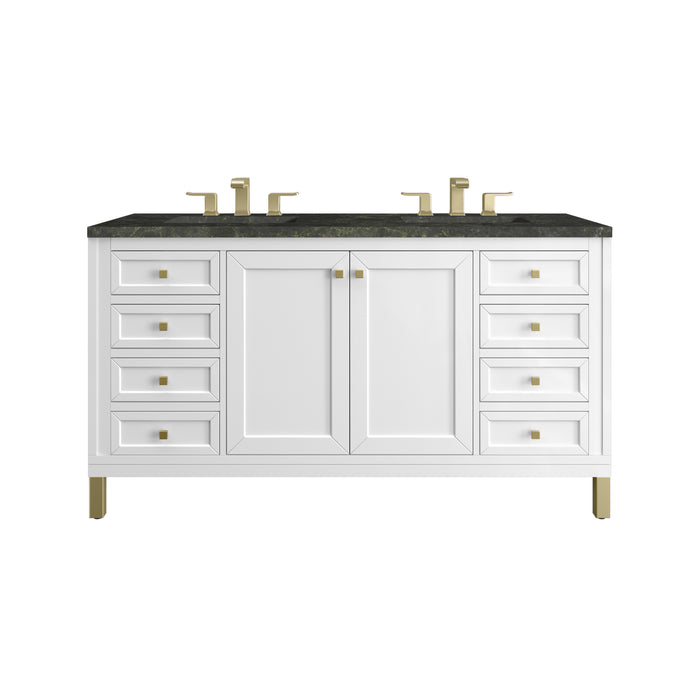 Chicago 60" Double Vanity, Glossy White, w/ 3 CM Phantome Eclos Top
