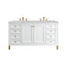 Chicago 60" Double Vanity, Glossy White, w/ 3 CM Victorian Silver Silestone® Top