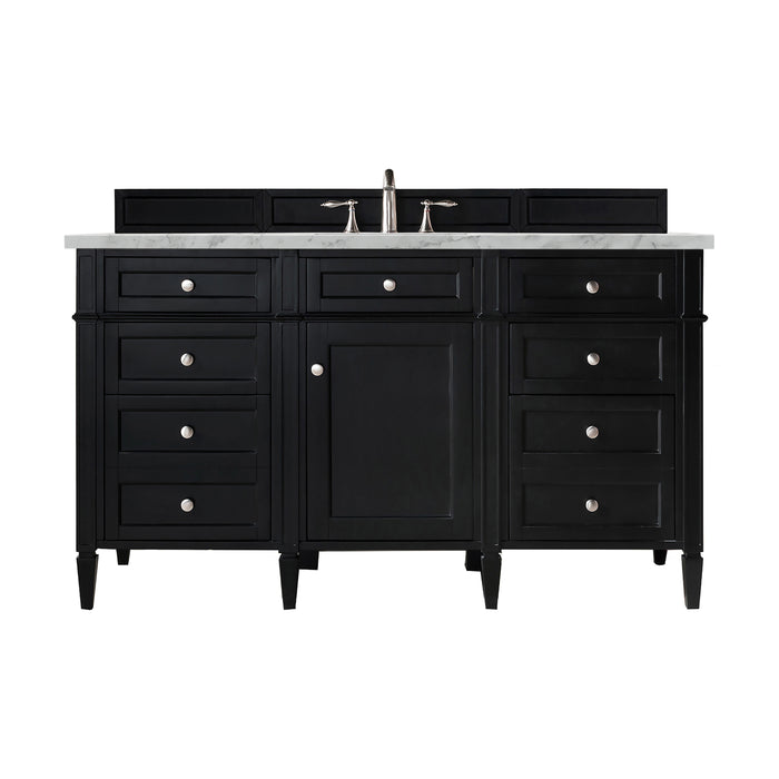 Brittany 60" Single Vanity, Black Onyx w/ 3 CM Carrara Marble Top