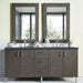 James Martin Metropolitan 72" Double Bathroom Vanity in Silver Oak, shown in a bathroom setting