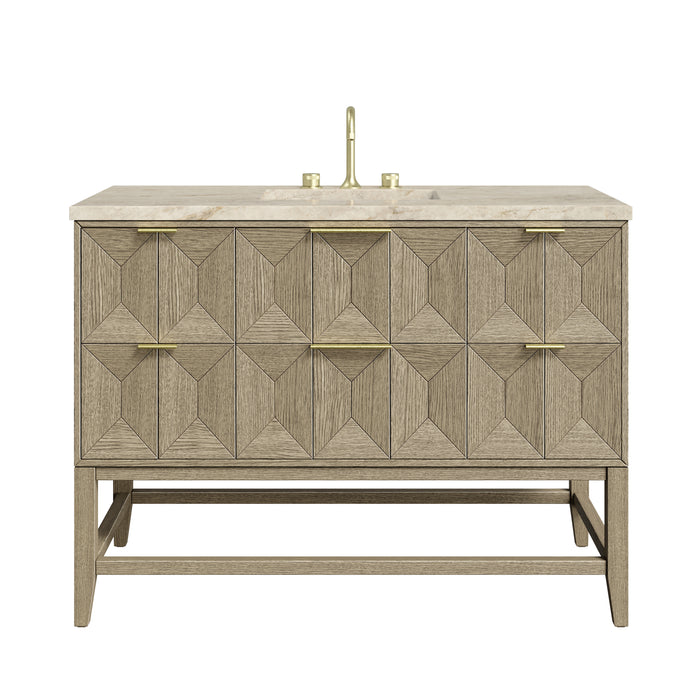 Emmeline 48" Single Vanity, Pebble Oak, w/ 3 CM Tajnar Eclos Top