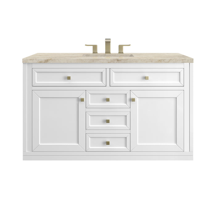 Chicago 48" Single Vanity, Walnut Whisper, w/ 3 CM White Zeus Silestone® Top