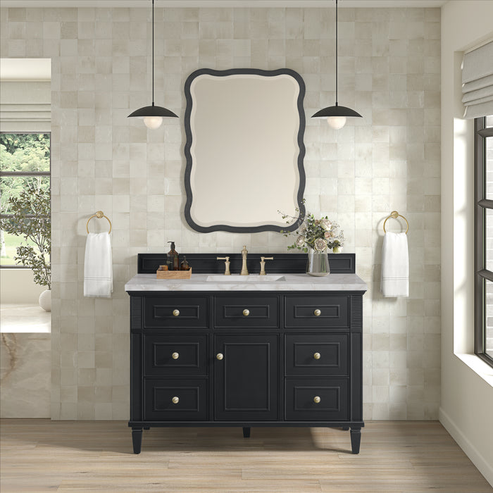 Lorelai 48" Single Vanity, Whitewashed Oak w/ 3 CM Victorian Silver Silestone Top