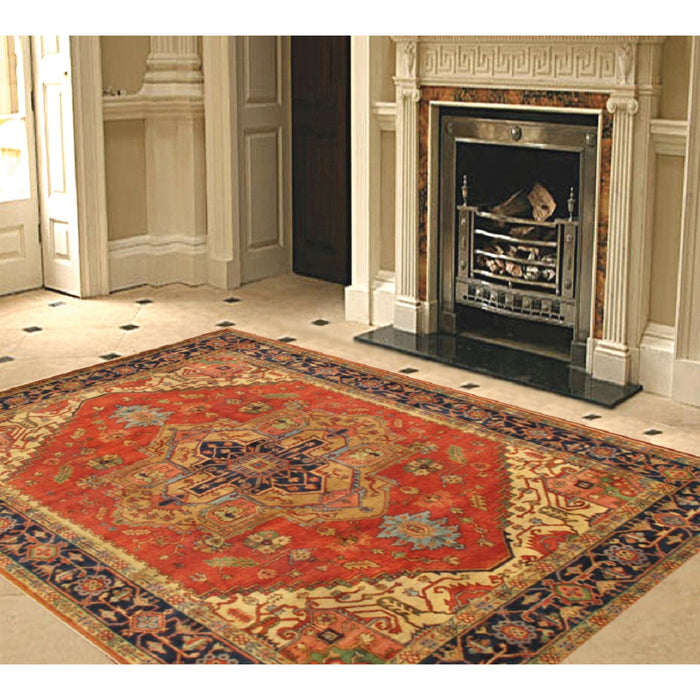 Pasargad Home Serapi Collection Hand-Knotted Rust/Navy Wool Area Rug- 2' 8" X 39'10" pb-10b 3x40