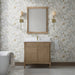 James Martin Kinnsden 36" Single Bathroom Vanity in Weathered Oak, shown in a bathroom setting