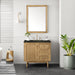 James Martin Laurent 36" Single Bathroom Vanity in Light Natural Oak, shown in a bathroom setting