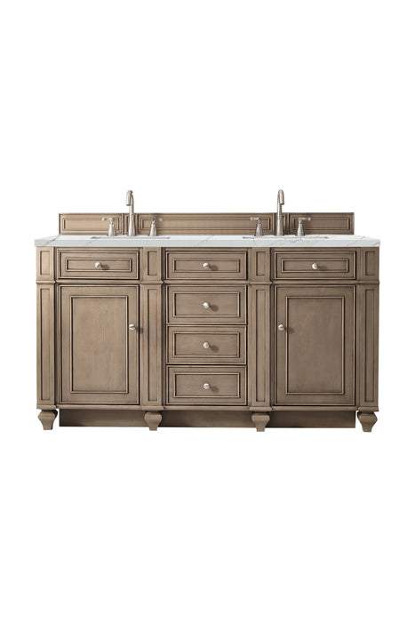 Bristol 60" Double Vanity, Whitewashed Walnut, w/ 3 CM Tajnar Eclos Top