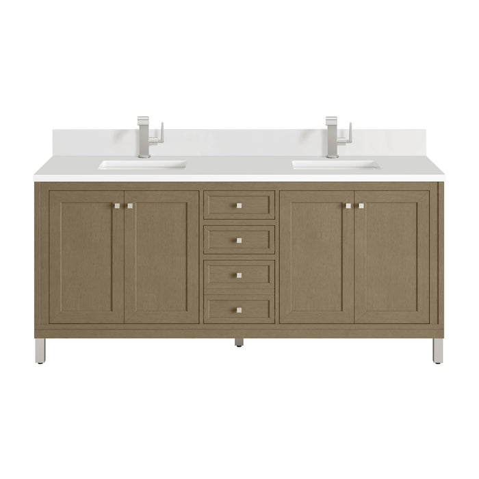 Chicago 72" Double Vanity, Smokey Celadon, w/ 3 CM Phantome Eclos Top