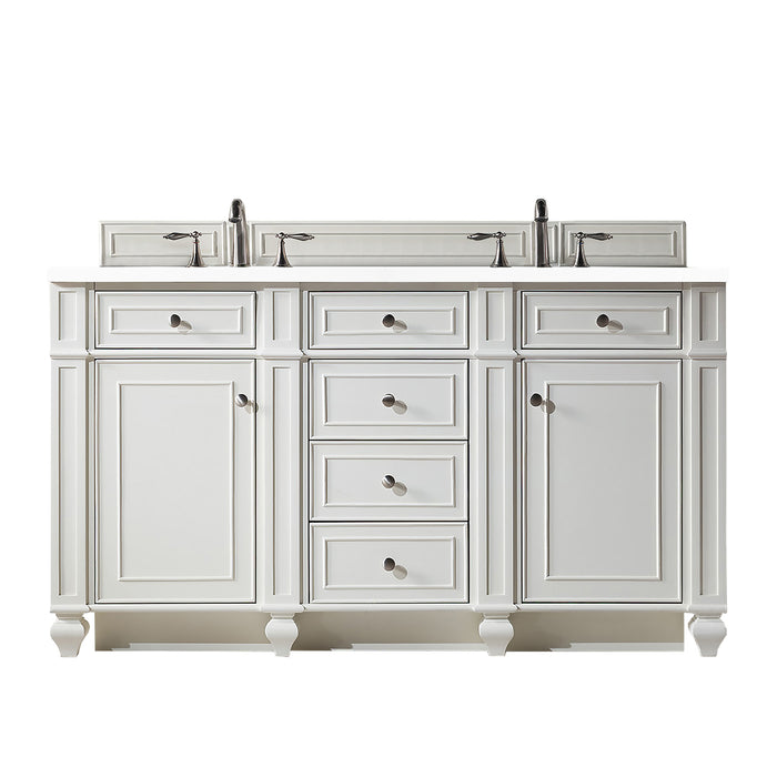 Bristol 60" Double Vanity, Bright White w/ 3 CM White Zeus Silestone Top