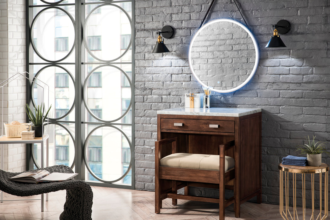James Martin Addison 30" Countertop Unit in Mid-Century Acacia, shown in a bathroom setting