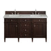Brittany 60" Double Vanity, Burnished Mahogany w/ 3 CM Charcoal Soapstone Silestone Top