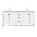 Addison 72" Double Vanity, Glossy White w/ 3 CM Victorian Silver Silestone Top