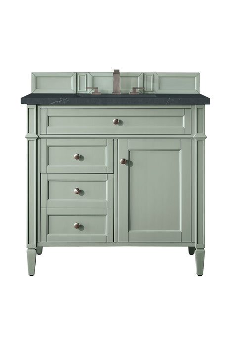 Brittany 36" Single Vanity, Sage Green w/ 3 CM Charcoal Soapstone Silestone Top