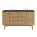 Laurent 60" Double Vanity, Honey Oak w/ 3 CM Parisien Bleu Silestone Top w/FreePower Wireless Charger