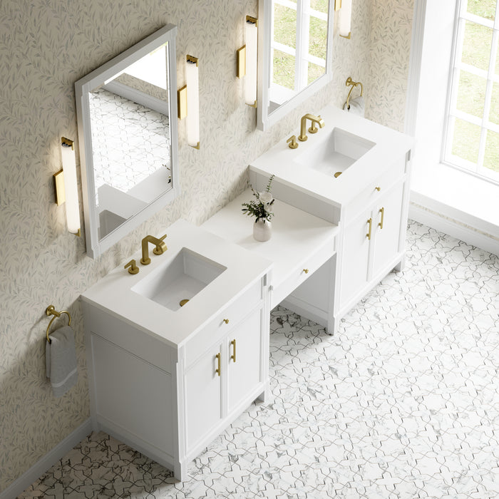 James Martin Vanities Bellshire 84" Dual Vanity Set with 24" Make-Up Counter