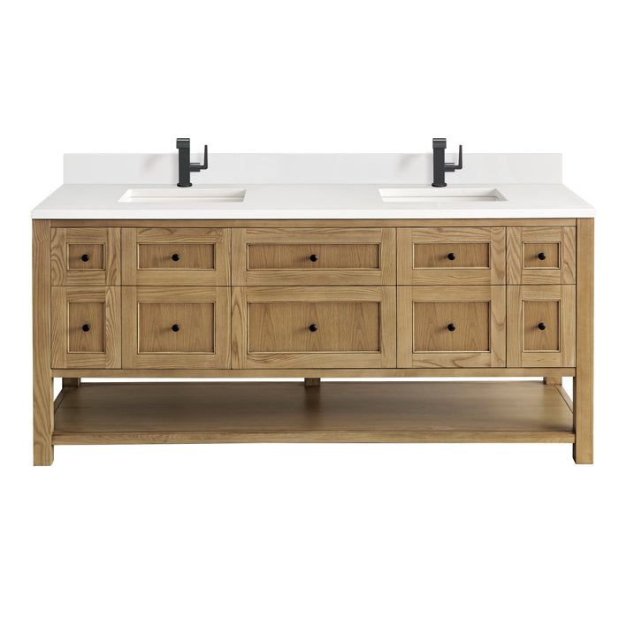 Breckenridge 72" Double Vanity, Bright White w/ 3 CM Eternal Jasmine Pearl Top w/FreePower Wireless Charger