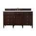 Brittany 60" Single Vanity, Burnished Mahogany w/ 3 CM White Zeus Silestone Top