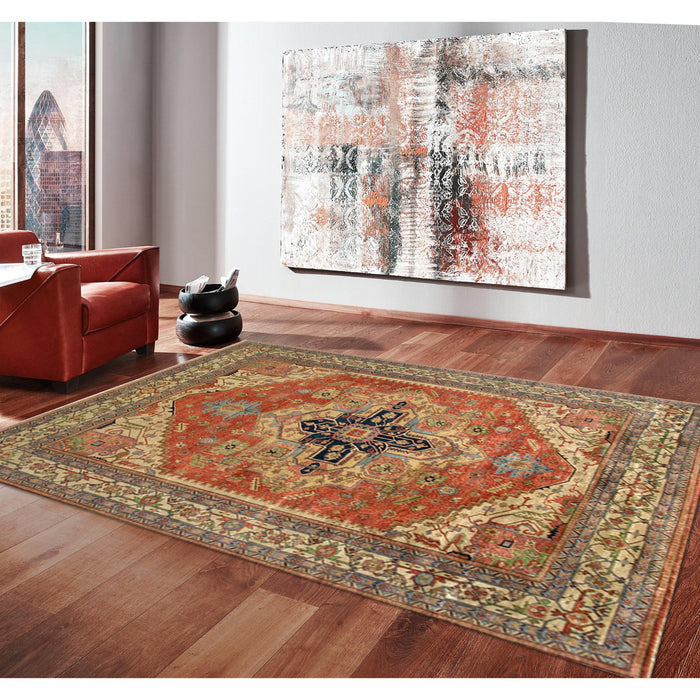 Pasargad Home Serapi Collection Hand-Knotted Rust Wool Area Rug- 3' 0" X 5' 0" PB-10B IVO 3x5