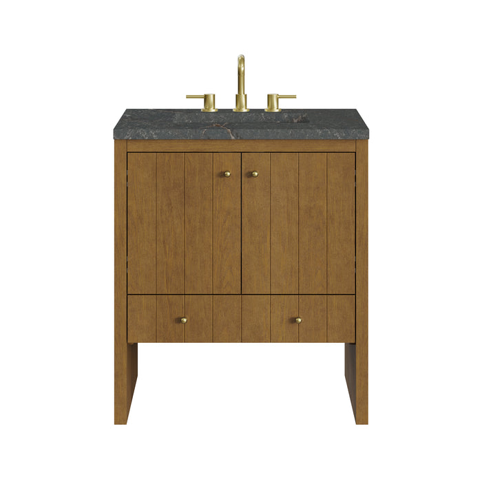 Hudson 30" Single Vanity, Honey Oak w/ 3 CM Parisien Bleu Silestone Top