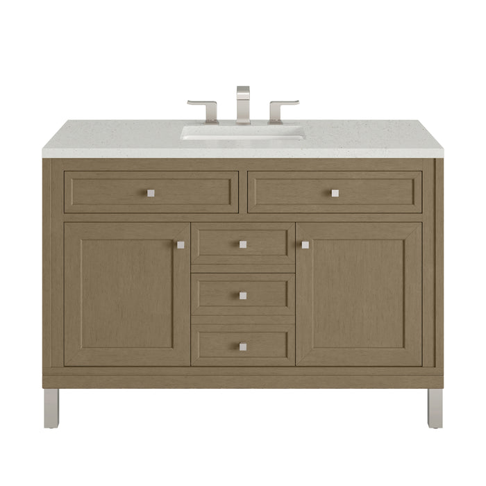 Chicago 48" Single Vanity, Smokey Celadon, w/ 3 CM Victorian Silver Silestone® Top