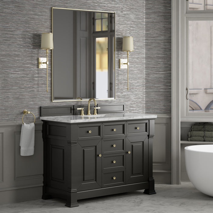 Brookfield 48" Single Vanity, Pecan w/ 3 CM Parisien Bleu Silestone Top