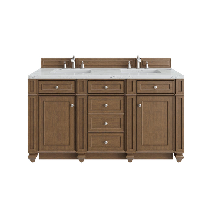 Bristol 60" Double Vanity, Saddle Brown w/ 3 CM Charcoal Soapstone Silestone Top