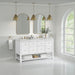 Breckenridge 60" Double Vanity, Whitewashed Oak, w/ 3 CM Carrara Marble Top
