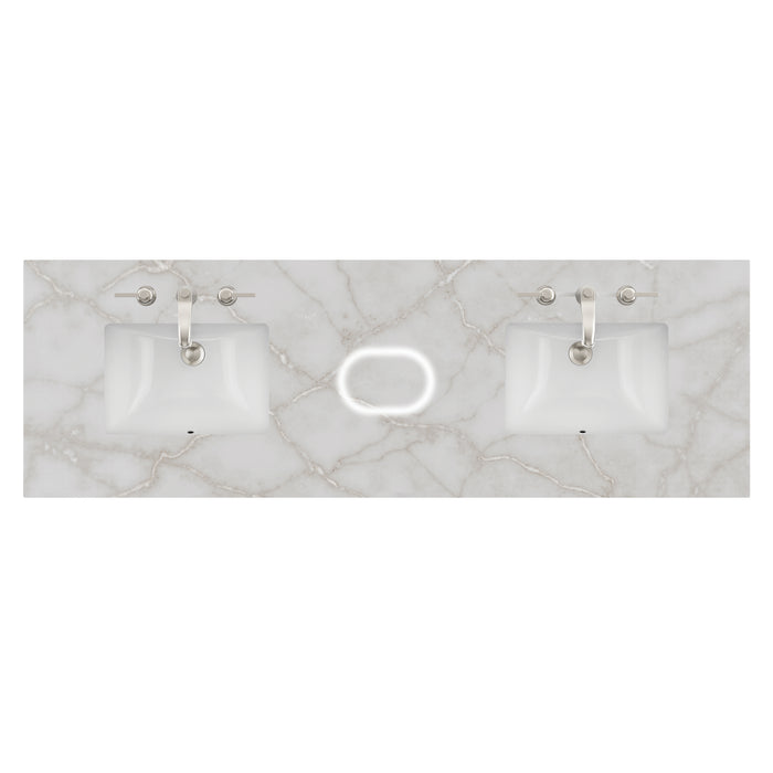 72" Double Top, 3 CM Victorian Silver Silestone w/ Sink & FreePower Wireless Charger (040)