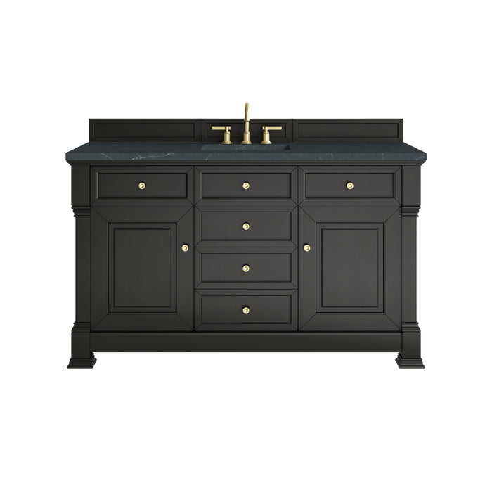 Brookfield 60" Single Vanity, Black Onyx w/3 CM Charcoal Soapstone Silestone Top