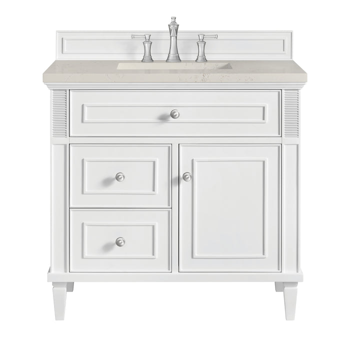 Lorelai 36" Single Vanity, Bright White, w/ 3 CM Siberian Silestone Top
