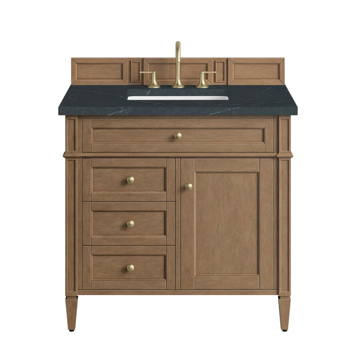 Brittany 36" Single Vanity, Pecan w/ 3 CM Charcoal Soapstone Silestone Top