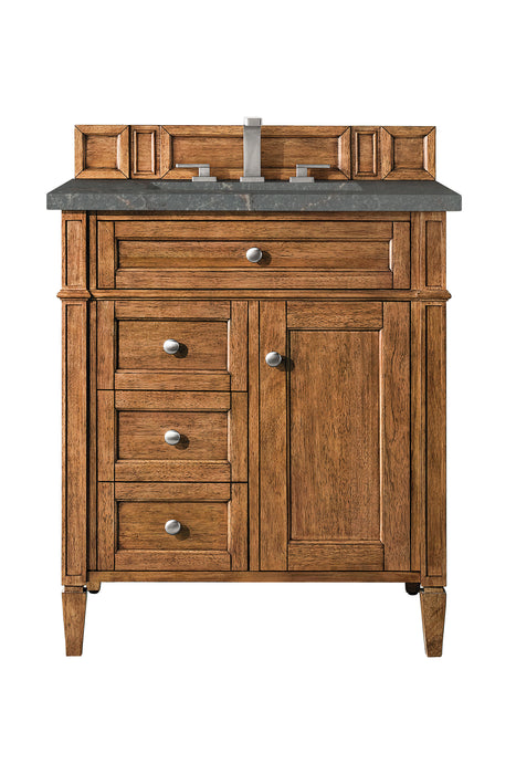 Brittany 30" Single Vanity, Saddle Brown, w/ 3 CM Parisien Bleu Silestone Top