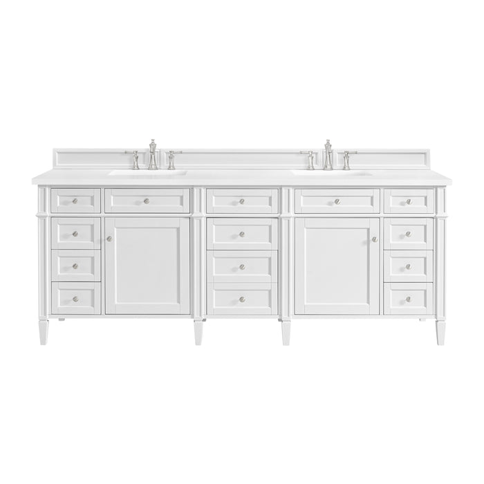 Brittany 84" Double Vanity, Bright White w/ 3 CM White Zeus Top