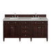 Brittany 72" Double Vanity, Burnished Mahogany w/ 3 CM Eternal Jasmine Pearl Silestone Top