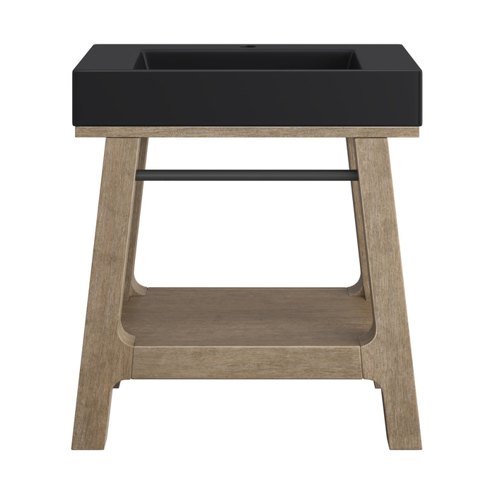 Auburn 31.5" Single Sink Console, Weathered Timber w/ Black Matte Mineral Composite Stone Top