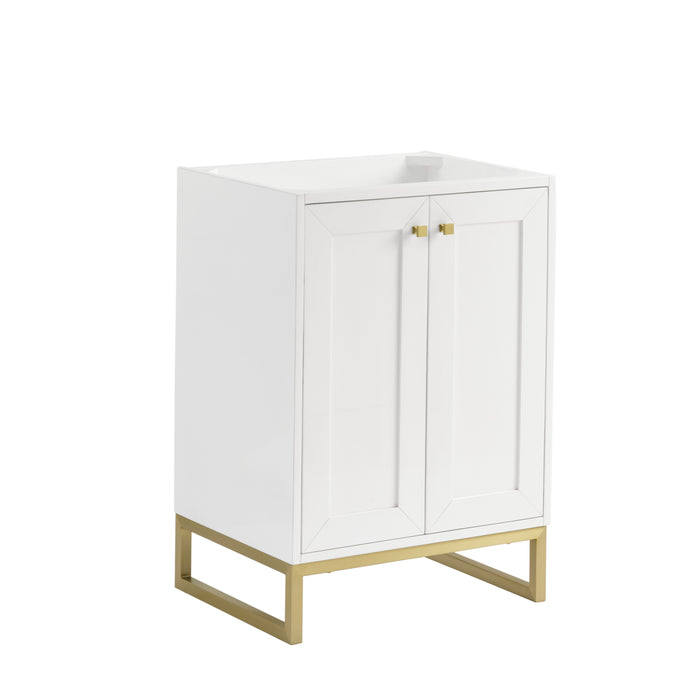 Chianti 24" Single Cabinet, Glossy White, Champagne Brass