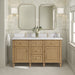 James Martin Lorelai 60" Double Bathroom Vanity in Light Natural Oak, shown in a bathroom setting