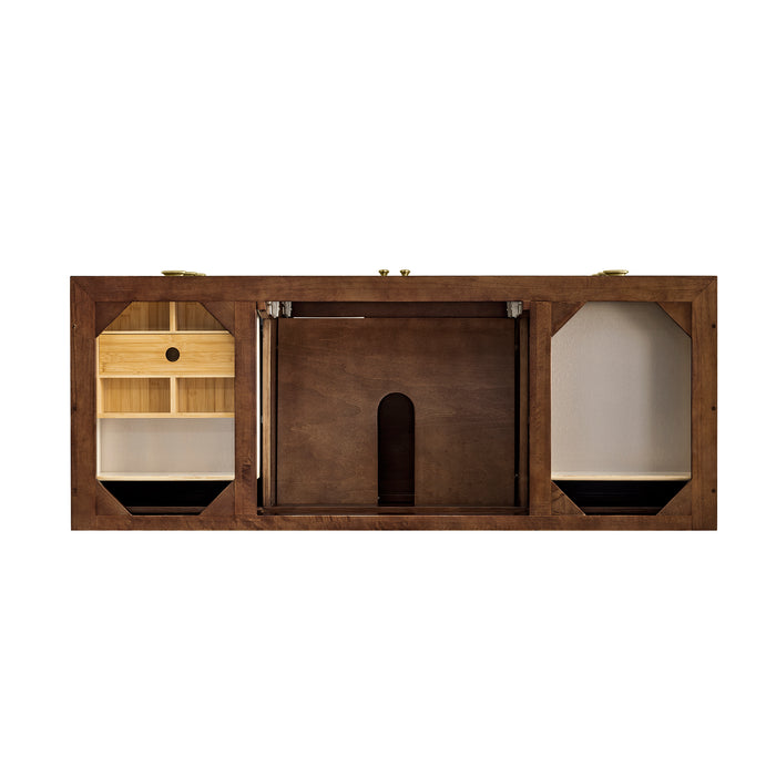 Amberly 60" Single Vanity, Mid-Century Walnut w/ 3 CM Ethereal Noctis Top w/FreePower Wireless Charger