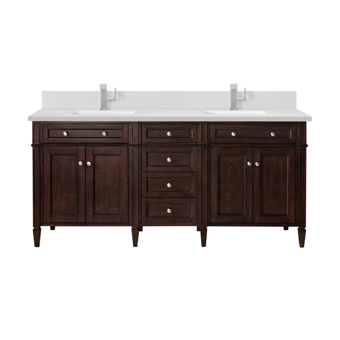 Brittany 72" Double Vanity, Black Onyx, w/ 3 CM Tajnar Eclos Top w/FreePower Wireless Charger