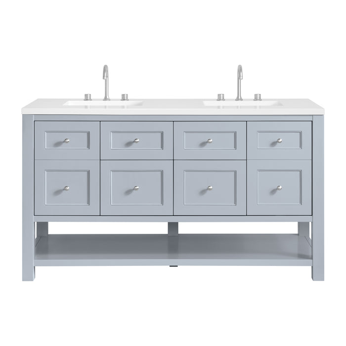 Breckenridge 60" Double Vanity, Smokey Celadon, w/ 3 CM White Zeus Quartz Top