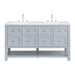 Breckenridge 60" Double Vanity, Smokey Celadon, w/ 3 CM White Zeus Quartz Top