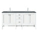 Addison 72" Double Vanity, Glossy White w/ 3 CM Parisien Bleu Silestone Top