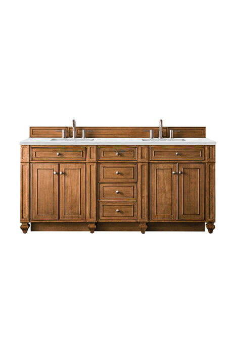 Bristol 72" Double Vanity, Saddle Brown w/ 3 CM White Zeus Silestone Top