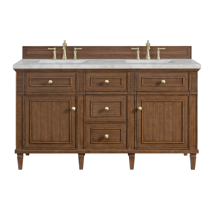 Lorelai 60" Double Vanity, Light Natural Oak w/ 3 CM Parisien Bleu Silestone Top w/FreePower Wireless Charger