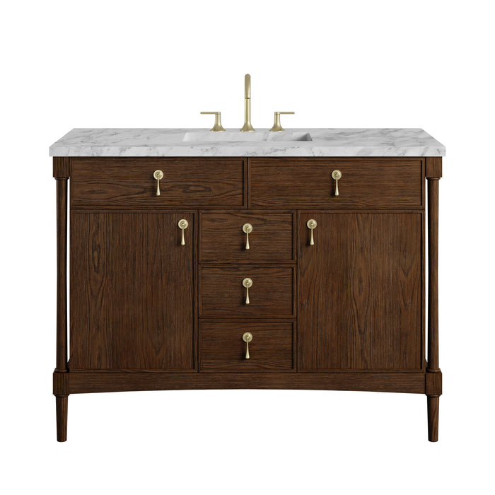Kinnsden 48" Single Vanity, Sable Oak w/ 3 CM Carrara Marble Top