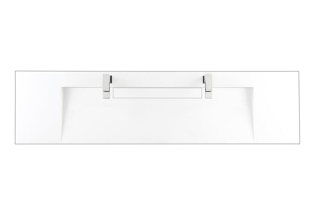 72" Double Top, Composite Stone, Glossy White Finish